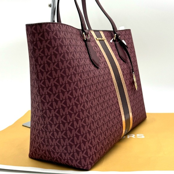 Michael Kors Bag Large Sheila Mf Tote Bag Ox Blood Multi - Picture 4 of 10